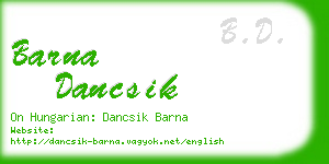 barna dancsik business card